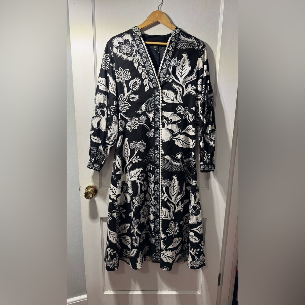 NWT Christian Lacroix Boho Black and White Floral Women's Dress - Picture 5 of 9